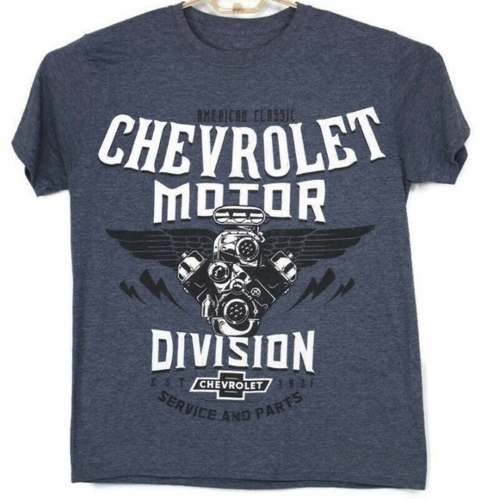 GM Chevy Chevrolet Motor Division T-Shirt Shirt Blue L Large